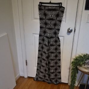 Anthropologie Black and White Geometric Wide-Leg Jumpsuit
